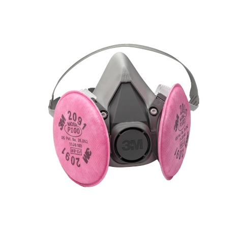 3M 6100 Half Face Mask Reusable Respirator & 2- 2097 P100 Particulate Filter